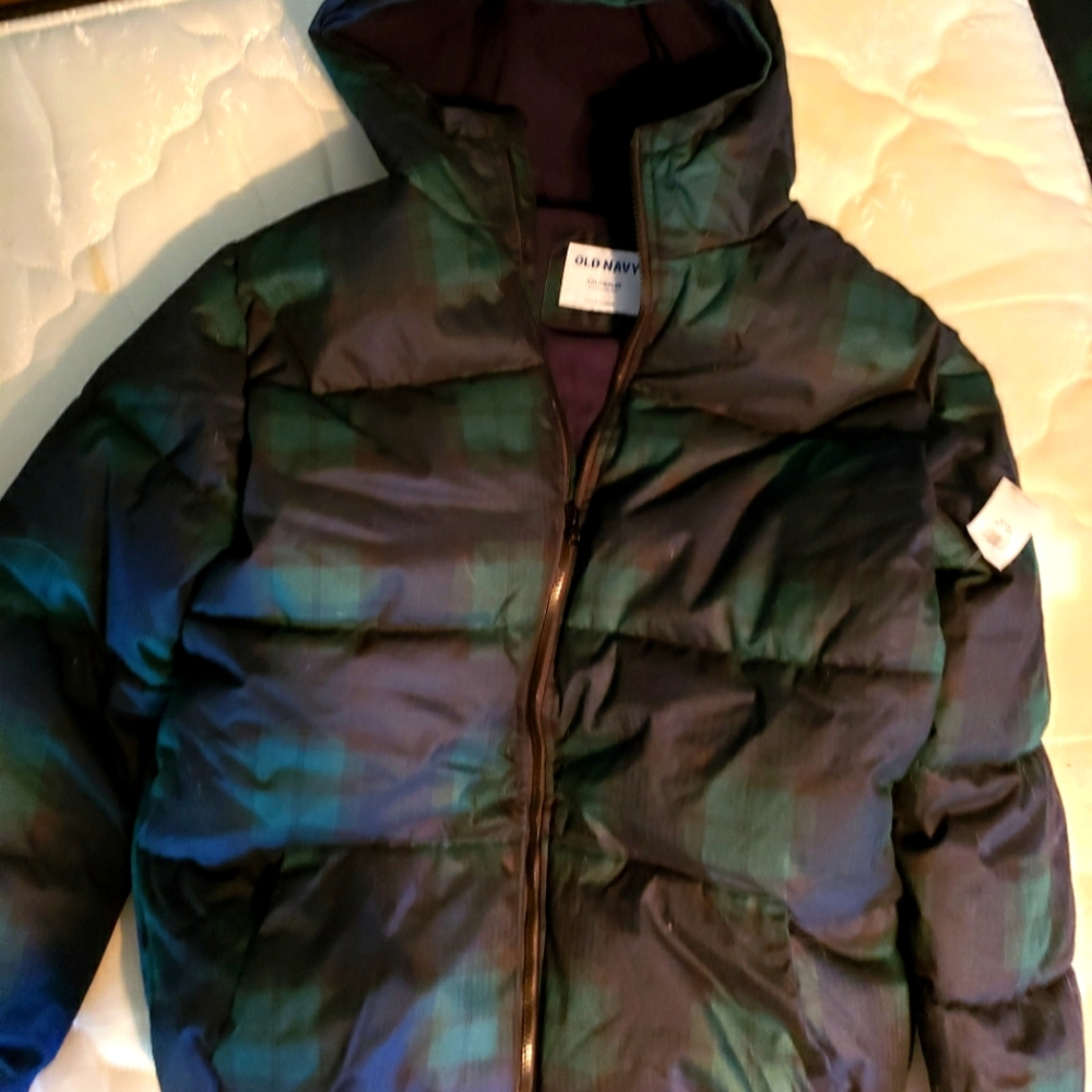 Plaid puffy coats